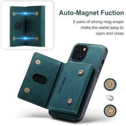 DG.MING M2 Series 3-Fold Card Bag + Magnetic Shockproof Case with Wallet & Holder Function For iPhone 13 mini(Green)-garmade.com