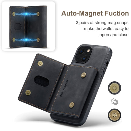 DG.MING M2 Series 3-Fold Card Bag + Magnetic Shockproof Case with Wallet & Holder Function For iPhone 13(Black)-garmade.com