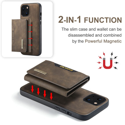 DG.MING M2 Series 3-Fold Card Bag + Magnetic Shockproof Case with Wallet & Holder Function For iPhone 13(Coffee)-garmade.com