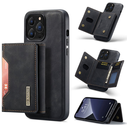 DG.MING M2 Series 3-Fold Card Bag + Magnetic Shockproof Case with Wallet & Holder Function For iPhone 13 Pro Max(Black)-garmade.com