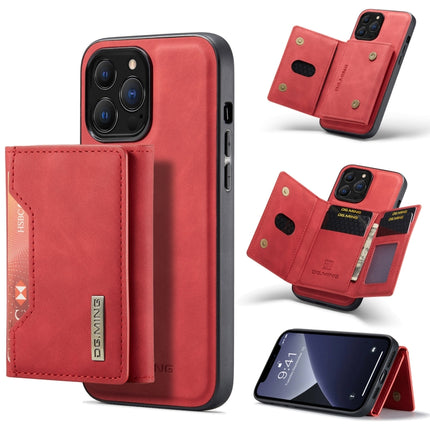 DG.MING M2 Series 3-Fold Card Bag + Magnetic Shockproof Case with Wallet & Holder Function For iPhone 13 Pro Max(Red)-garmade.com