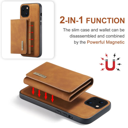 DG.MING M1 Series 3-Fold Multi Card Wallet + Magnetic Shockproof Case with Holder Function For iPhone 13 mini(Brown)-garmade.com