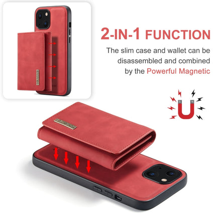 DG.MING M1 Series 3-Fold Multi Card Wallet + Magnetic Shockproof Case with Holder Function For iPhone 13 mini(Red)-garmade.com