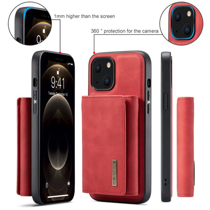 DG.MING M1 Series 3-Fold Multi Card Wallet + Magnetic Shockproof Case with Holder Function For iPhone 13 mini(Red)-garmade.com