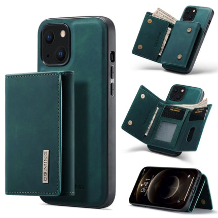 DG.MING M1 Series 3-Fold Multi Card Wallet + Magnetic Shockproof Case with Holder Function For iPhone 13 mini(Green)-garmade.com