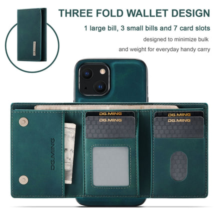 DG.MING M1 Series 3-Fold Multi Card Wallet + Magnetic Shockproof Case with Holder Function For iPhone 13 mini(Green)-garmade.com
