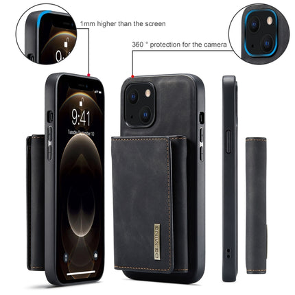 DG.MING M1 Series 3-Fold Multi Card Wallet + Magnetic Shockproof Case with Holder Function For iPhone 13(Black)-garmade.com