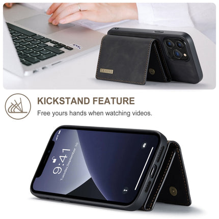 DG.MING M1 Series 3-Fold Multi Card Wallet + Magnetic Shockproof Case with Holder Function For iPhone 13 Pro(Black)-garmade.com