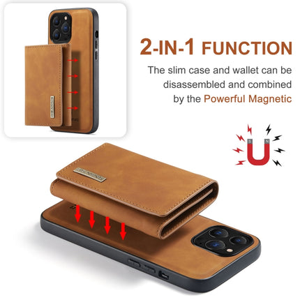 DG.MING M1 Series 3-Fold Multi Card Wallet + Magnetic Shockproof Case with Holder Function For iPhone 13 Pro(Brown)-garmade.com