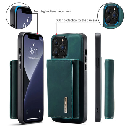 DG.MING M1 Series 3-Fold Multi Card Wallet + Magnetic Shockproof Case with Holder Function For iPhone 13 Pro(Green)-garmade.com