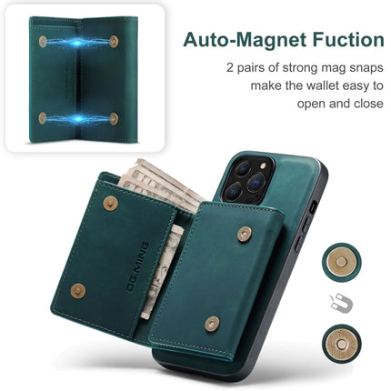 DG.MING M1 Series 3-Fold Multi Card Wallet + Magnetic Shockproof Case with Holder Function For iPhone 13 Pro(Green)-garmade.com