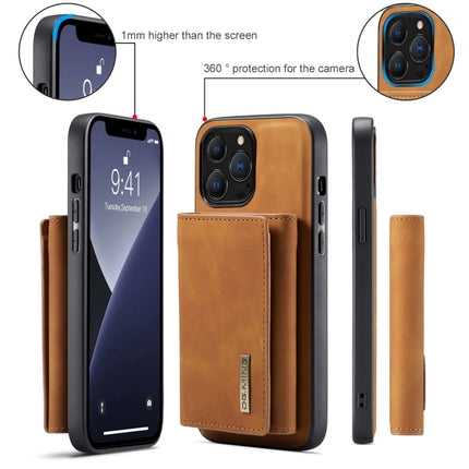 DG.MING M1 Series 3-Fold Multi Card Wallet + Magnetic Shockproof Case with Holder Function For iPhone 13 Pro Max(Brown)-garmade.com