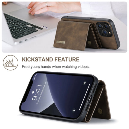 DG.MING M1 Series 3-Fold Multi Card Wallet + Magnetic Shockproof Case with Holder Function For iPhone 13 Pro Max(Coffee)-garmade.com