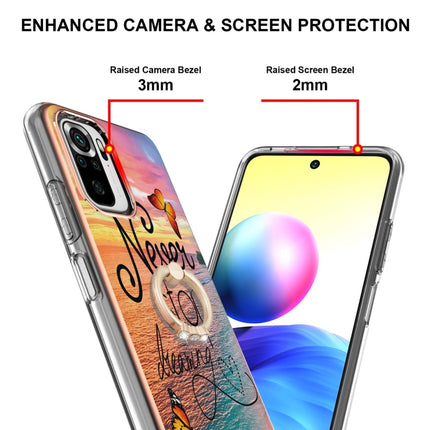 For Xiaomi Redmi Note 10 Electroplating Pattern IMD TPU Shockproof Case with Rhinestone Ring Holder(Dream Chasing Butterfly)-garmade.com