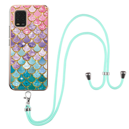 For Xiaomi Mi 10 Lite 5G Electroplating Pattern IMD TPU Shockproof Case with Neck Lanyard(Colorful Scales)-garmade.com