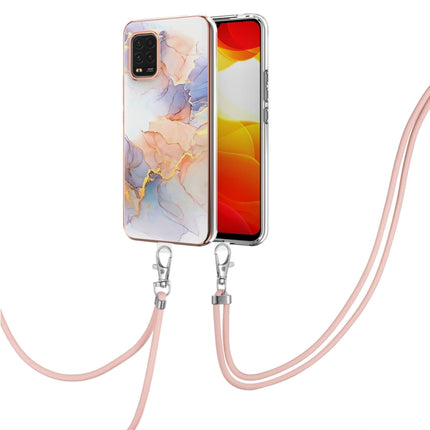 For Xiaomi Mi 10 Lite 5G Electroplating Pattern IMD TPU Shockproof Case with Neck Lanyard(Milky Way White Marble)-garmade.com
