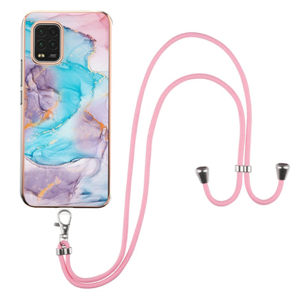 For Xiaomi Mi 10 Lite 5G Electroplating Pattern IMD TPU Shockproof Case with Neck Lanyard(Milky Way Blue Marble)-garmade.com