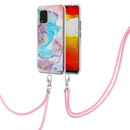 For Xiaomi Mi 10 Lite 5G Electroplating Pattern IMD TPU Shockproof Case with Neck Lanyard(Milky Way Blue Marble)-garmade.com