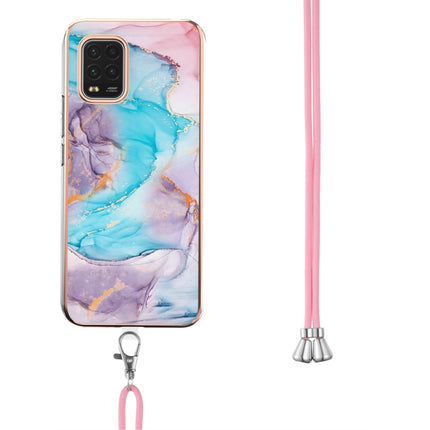 For Xiaomi Mi 10 Lite 5G Electroplating Pattern IMD TPU Shockproof Case with Neck Lanyard(Milky Way Blue Marble)-garmade.com