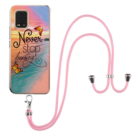For Xiaomi Mi 10 Lite 5G Electroplating Pattern IMD TPU Shockproof Case with Neck Lanyard(Dream Chasing Butterfly)-garmade.com