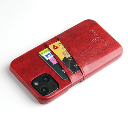 Fierre Shann Retro Oil Wax Texture PU Leather Case with Card Slots For iPhone 13(Red)-garmade.com