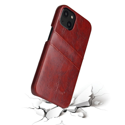 Fierre Shann Retro Oil Wax Texture PU Leather Case with Card Slots For iPhone 13 Pro(Brown)-garmade.com