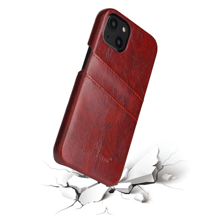 Fierre Shann Retro Oil Wax Texture PU Leather Case with Card Slots For iPhone 13 Pro Max(Brown)-garmade.com