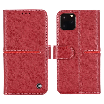 For iPhone 11 Pro GEBEI Top-grain Leather Horizontal Flip Protective Case with Holder & Card Slots & Wallet & Photo Frame(Red Wine)-garmade.com