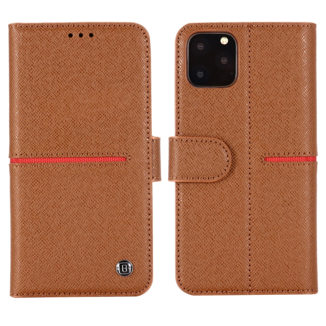 For iPhone 11 Pro GEBEI Top-grain Leather Horizontal Flip Protective Case with Holder & Card Slots & Wallet & Photo Frame(Brown)-garmade.com