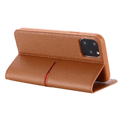 For iPhone 11 Pro GEBEI Top-grain Leather Horizontal Flip Protective Case with Holder & Card Slots & Wallet & Photo Frame(Brown)-garmade.com