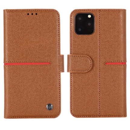 For iPhone 11 GEBEI Top-grain Leather Horizontal Flip Protective Case with Holder & Card Slots & Wallet & Photo Frame(Brown)-garmade.com