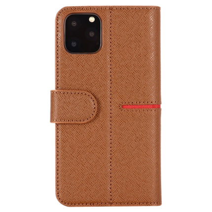 For iPhone 11 GEBEI Top-grain Leather Horizontal Flip Protective Case with Holder & Card Slots & Wallet & Photo Frame(Brown)-garmade.com