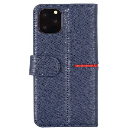 For iPhone 11 Pro Max GEBEI Top-grain Leather Horizontal Flip Protective Case with Holder & Card Slots & Wallet & Photo Frame(Blue)-garmade.com