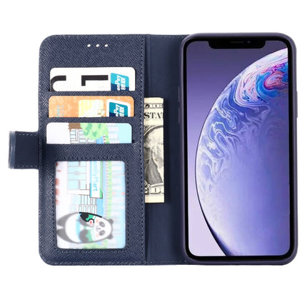 For iPhone 11 Pro Max GEBEI Top-grain Leather Horizontal Flip Protective Case with Holder & Card Slots & Wallet & Photo Frame(Blue)-garmade.com