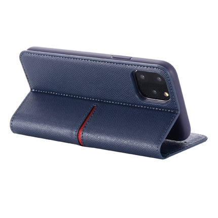 For iPhone 11 Pro Max GEBEI Top-grain Leather Horizontal Flip Protective Case with Holder & Card Slots & Wallet & Photo Frame(Blue)-garmade.com