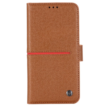 For iPhone 11 Pro Max GEBEI Top-grain Leather Horizontal Flip Protective Case with Holder & Card Slots & Wallet & Photo Frame(Brown)-garmade.com