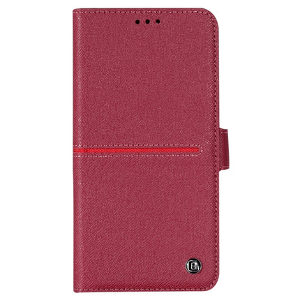 For iPhone XS / X GEBEI Top-grain Leather Horizontal Flip Protective Case with Holder & Card Slots & Wallet & Photo Frame(Red Wine)-garmade.com