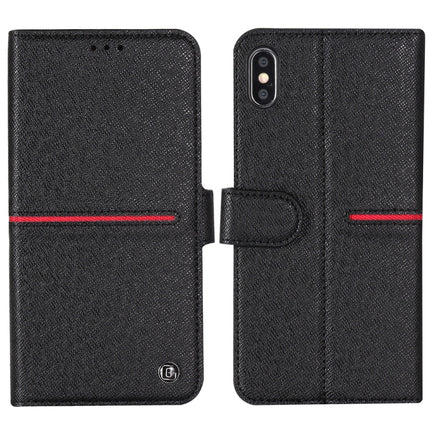 For iPhone XR GEBEI Top-grain Leather Horizontal Flip Protective Case with Holder & Card Slots & Wallet & Photo Frame(Black)-garmade.com