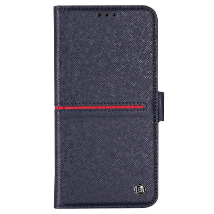 For iPhone XR GEBEI Top-grain Leather Horizontal Flip Protective Case with Holder & Card Slots & Wallet & Photo Frame(Blue)-garmade.com