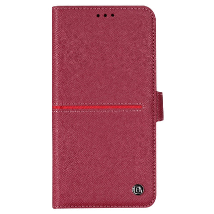 For iPhone XR GEBEI Top-grain Leather Horizontal Flip Protective Case with Holder & Card Slots & Wallet & Photo Frame(Red Wine)-garmade.com