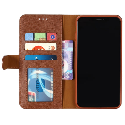 For iPhone XS Max GEBEI Top-grain Leather Horizontal Flip Protective Case with Holder & Card Slots & Wallet & Photo Frame(Brown)-garmade.com