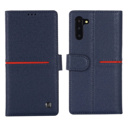 For Galaxy Note 10 GEBEI Top-grain Leather Horizontal Flip Protective Case with Holder & Card Slots & Wallet & Photo Frame(Blue)-garmade.com