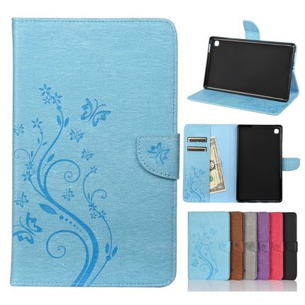 For Samsung Galaxy Tab A7 Lite / T220 Butterfly Flower Embossing Pattern Horizontal Flip Leather Case with Holder & Card Slots & Wallet(Blue)-garmade.com