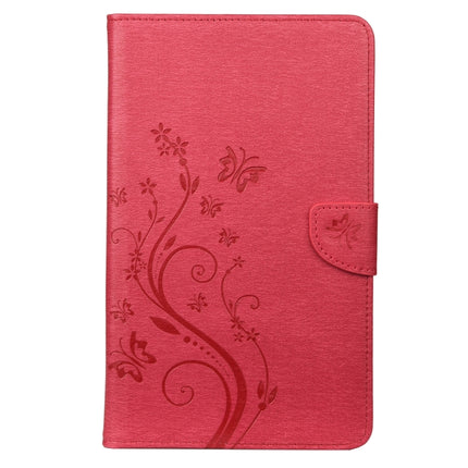 For Samsung Galaxy Tab A7 Lite / T220 Butterfly Flower Embossing Pattern Horizontal Flip Leather Case with Holder & Card Slots & Wallet(Magenta)-garmade.com