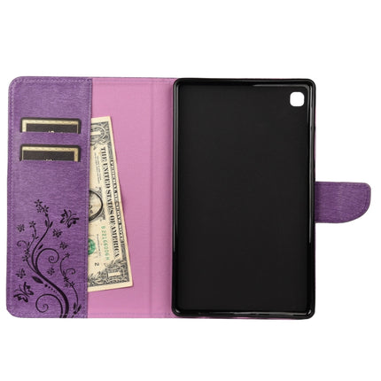 For Samsung Galaxy Tab A7 Lite / T220 Butterfly Flower Embossing Pattern Horizontal Flip Leather Case with Holder & Card Slots & Wallet(Purple)-garmade.com