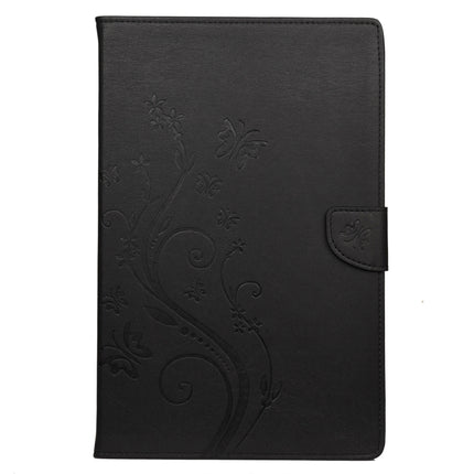 For Samsung Galaxy Tab S6 Lite / P610 Butterfly Flower Embossing Pattern Horizontal Flip Leather Case with Holder & Card Slots & Wallet(Black)-garmade.com