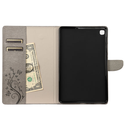 For Samsung Galaxy Tab S6 Lite / P610 Butterfly Flower Embossing Pattern Horizontal Flip Leather Case with Holder & Card Slots & Wallet(Grey)-garmade.com