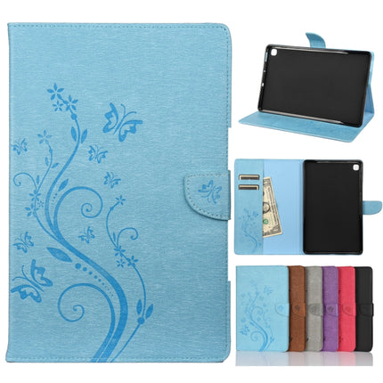 For Samsung Galaxy Tab S6 Lite / P610 Butterfly Flower Embossing Pattern Horizontal Flip Leather Case with Holder & Card Slots & Wallet(Blue)-garmade.com