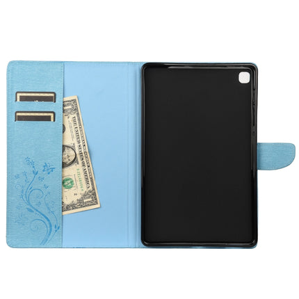 For Samsung Galaxy Tab S6 Lite / P610 Butterfly Flower Embossing Pattern Horizontal Flip Leather Case with Holder & Card Slots & Wallet(Blue)-garmade.com