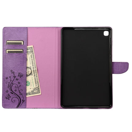 For Samsung Galaxy Tab S6 Lite / P610 Butterfly Flower Embossing Pattern Horizontal Flip Leather Case with Holder & Card Slots & Wallet(Purple)-garmade.com